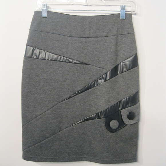 Winnie Fashion Gray Black Pencil Skirt M - Picture 1 of 6